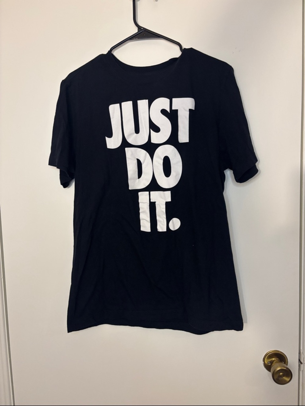 Nike Black Short-Sleeve Crew Tee with White Logo